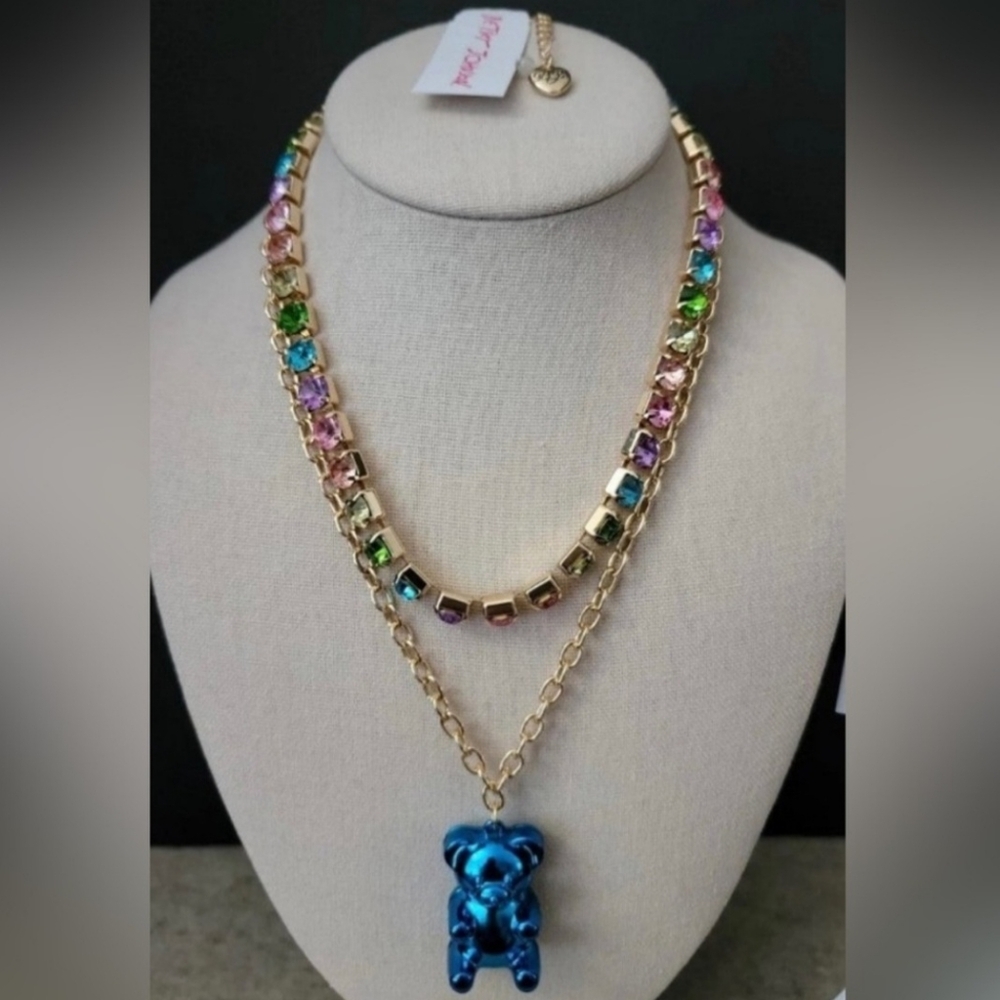 Betsey Johnson blue gummy bear necklace